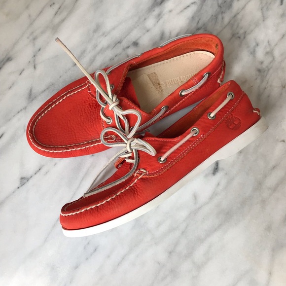 timberland red boat shoes